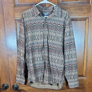 Eddie Bauer Geometric Pattern Shirt in Earth Tones